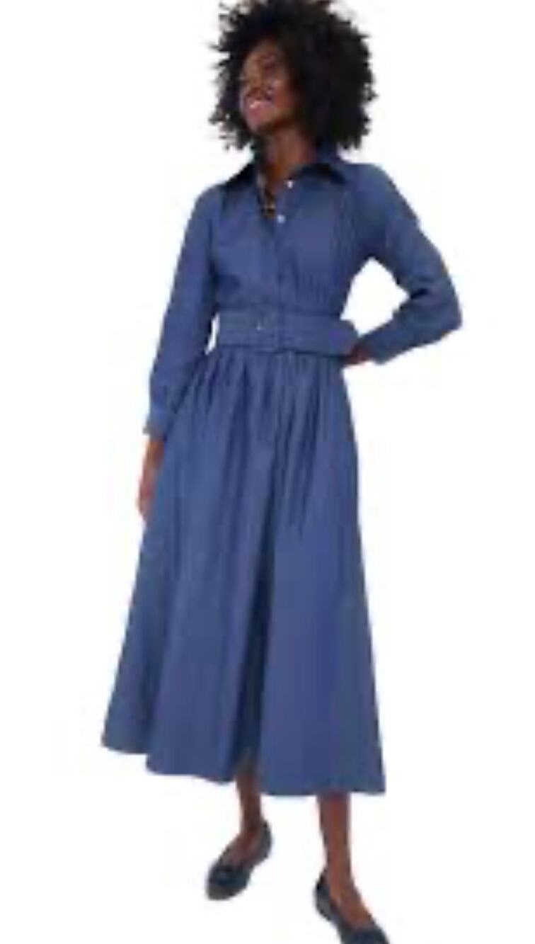 NWT Tuckernuck x India Hicks Chambray Comporta Midi Shirt Dress Large Classic